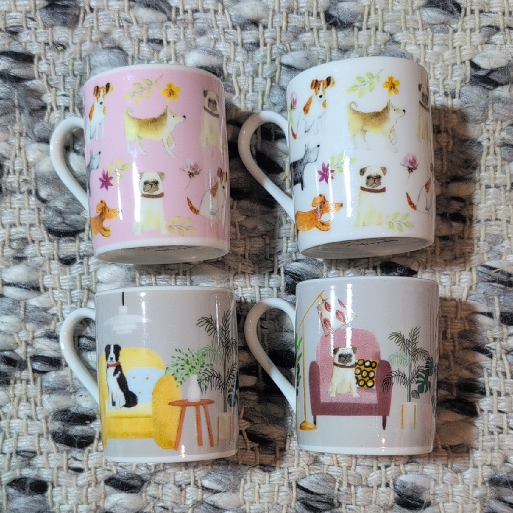 Dog Themed Espresso Mugs - Set Of 4
